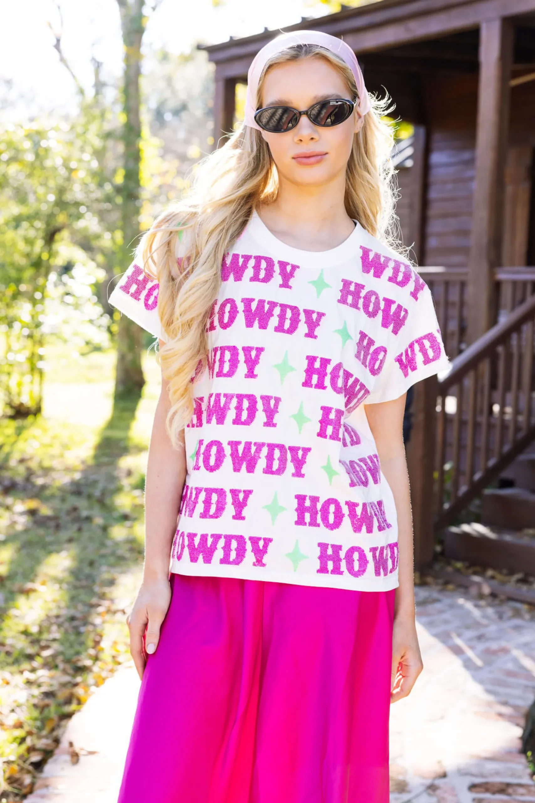 Cheap Queen Of Sparkles Howdy Y'All Colorblock Tee White