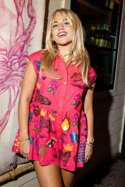 Outlet Queen Of Sparkles Icon Collar Romper Hot Pink