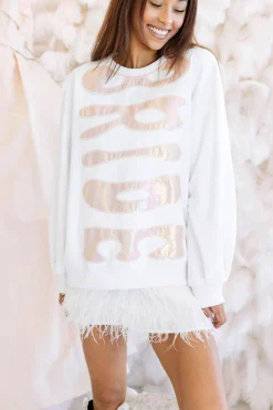Fashion Queen Of Sparkles Iridescent Bride Sweatshirt White