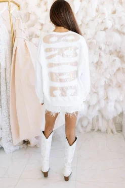 Fashion Queen Of Sparkles Iridescent Bride Sweatshirt White