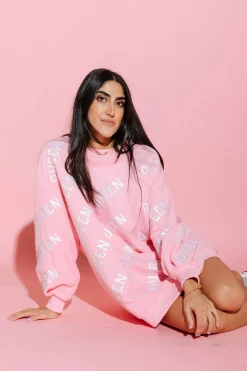 Best Queen Of Sparkles Light And White Queen All Over Sweatshirt Dress Pink