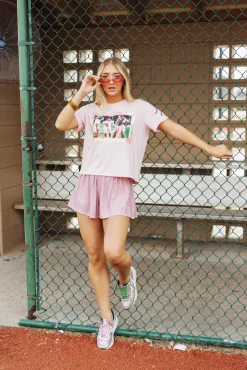 Fashion Queen Of Sparkles Light Pink Rhinestone Active Short