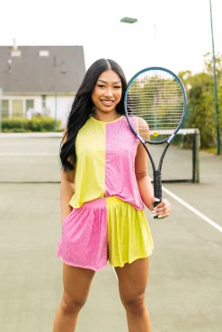 Cheap Queen Of Sparkles Lime/Bubblegum Active Rhinestone Short