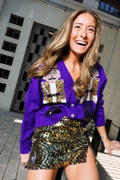 Best Queen Of Sparkles Lsu Tigers Nutcracker Cardigan Purple