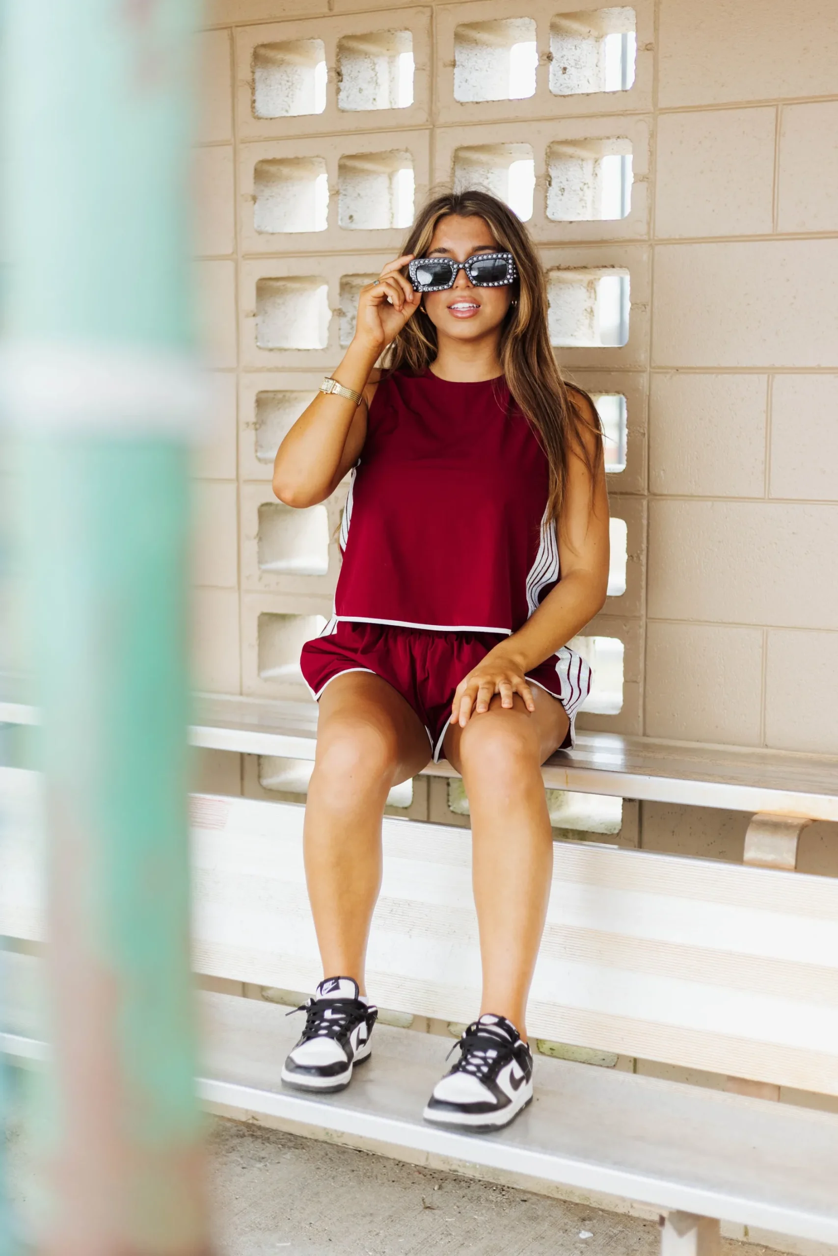 Store Queen Of Sparkles Maroon & White Side Active Short