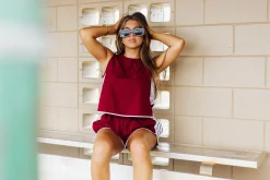 Store Queen Of Sparkles Maroon & White Side Active Short
