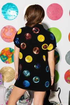 Discount Queen Of Sparkles Mega Button Dress