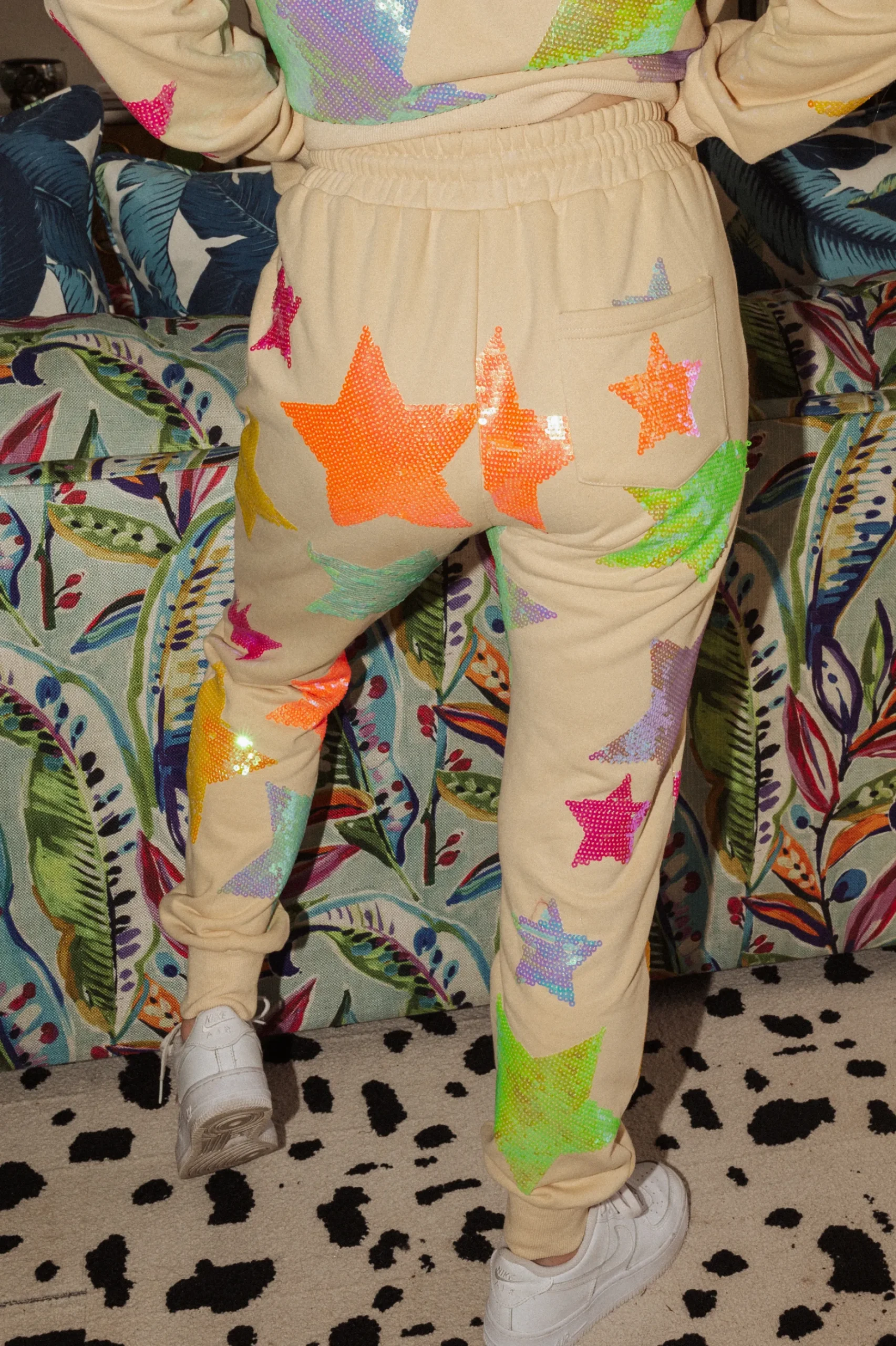 Store Queen Of Sparkles Mega Star Joggers Tan