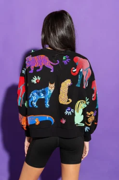 Shop Queen Of Sparkles Multi Animal Sweatshirt Black