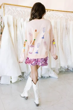 Best Queen Of Sparkles Multi Champagne Sweatshirt Pale Pink