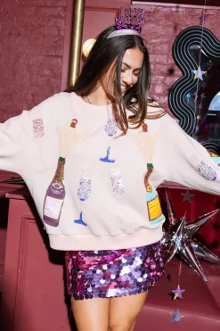 Best Queen Of Sparkles Multi Champagne Sweatshirt Pale Pink
