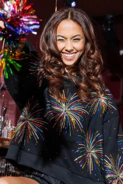 Best Sale Queen Of Sparkles Multi Firework Sweatshirt Black
