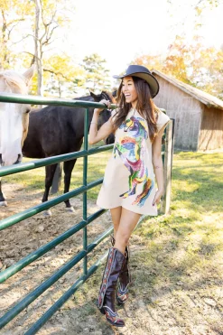 Store Queen Of Sparkles Multi Horse K Dress Tan