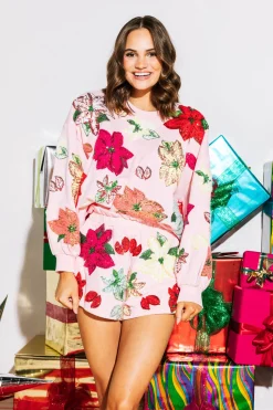 Shop Queen Of Sparkles Multi Poinsettia Short Light Pink