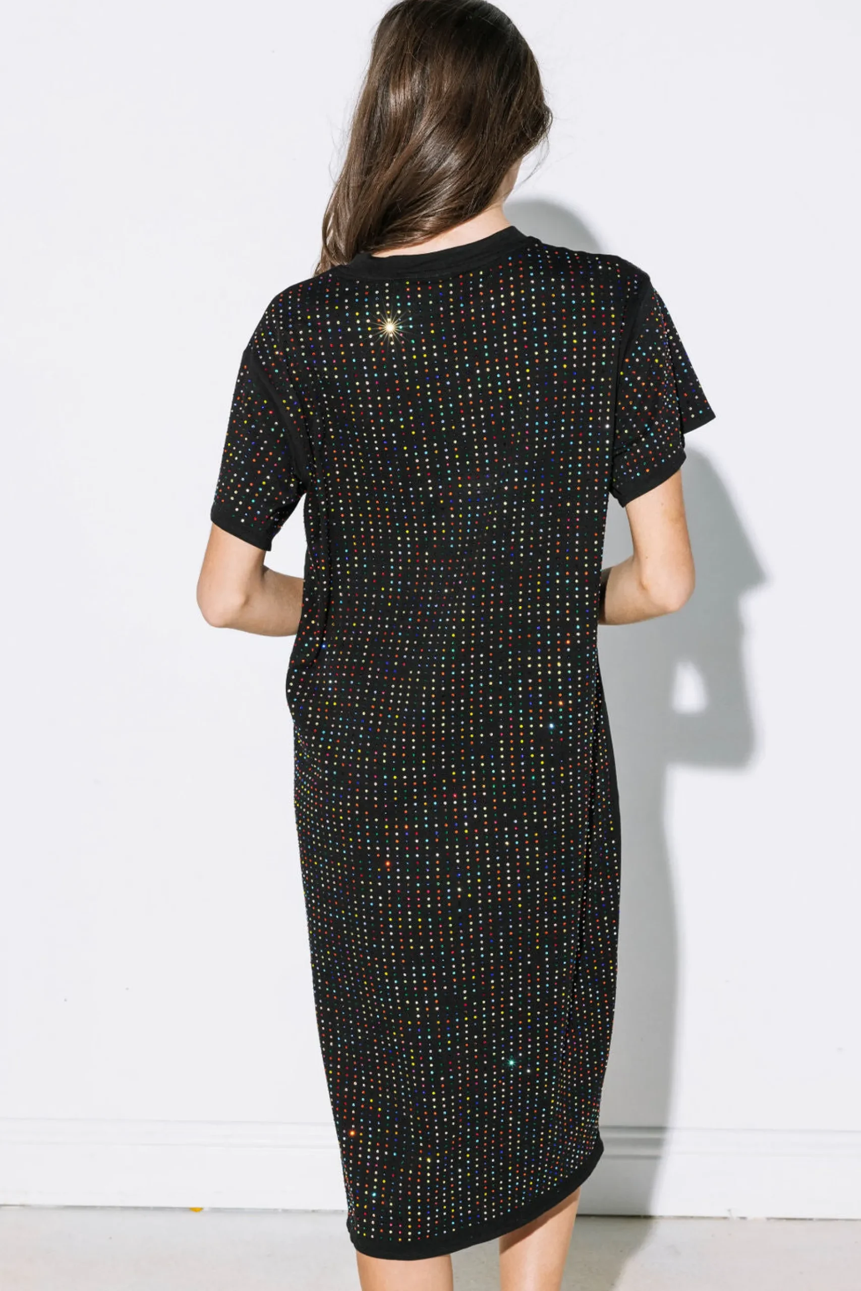 Fashion Queen Of Sparkles Multi Rhinestone Active Midi Dress Black