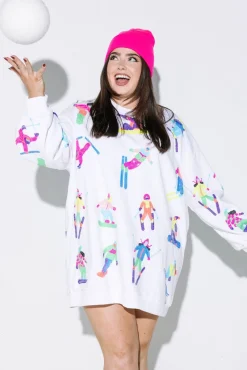 Clearance Queen Of Sparkles Multi Scatter Skier Sweatshirt Dress White