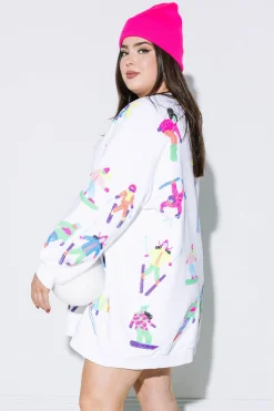 Clearance Queen Of Sparkles Multi Scatter Skier Sweatshirt Dress White