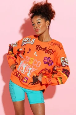 Hot Queen Of Sparkles Music Sweatshirt Orange