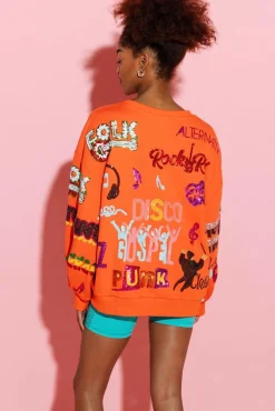 Hot Queen Of Sparkles Music Sweatshirt Orange