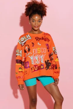 Hot Queen Of Sparkles Music Sweatshirt Orange