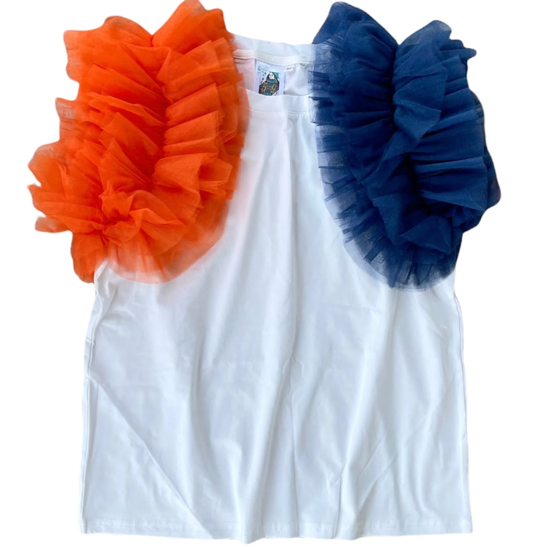 Best Queen Of Sparkles Navy/Orange Ruffle Sleeve Tee Orange/Navy