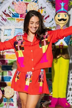 Fashion Queen Of Sparkles Neon Nutcracker Cardigan Red