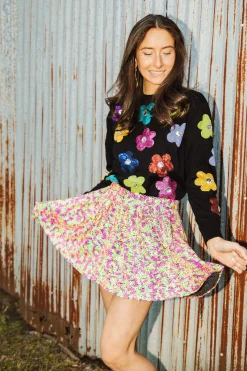 Sale Queen Of Sparkles Neon Sequin Pleat Mini Skirt