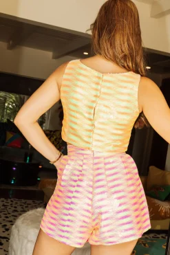 Best Sale Queen Of Sparkles Neon Sequin Stripe Top