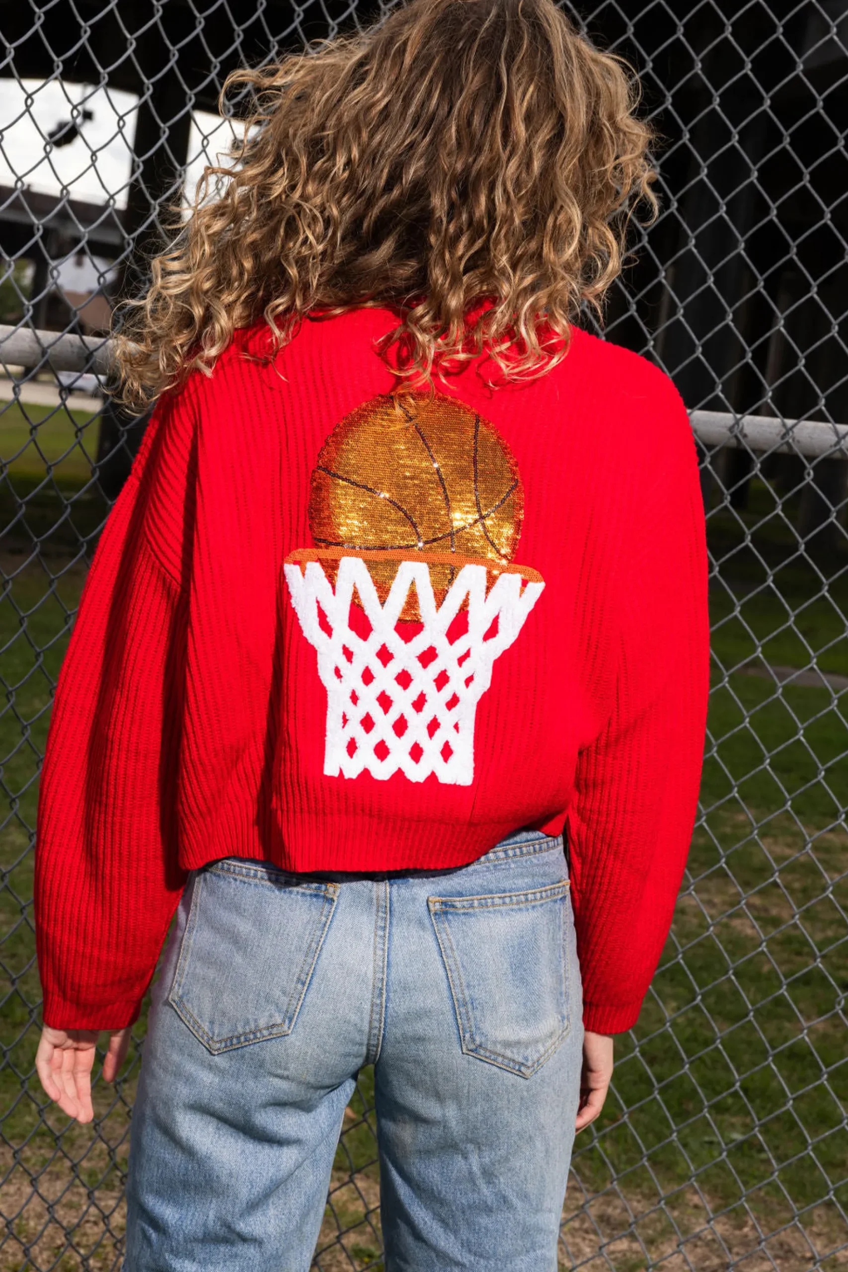 Sale Queen Of Sparkles Nothin But Net' Glitter Script Sweater Red