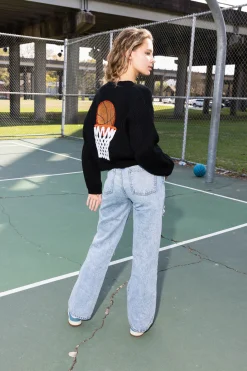 Outlet Queen Of Sparkles Nothin But Net' Glitter Script Sweater Black