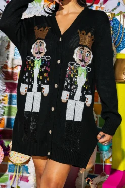 Outlet Queen Of Sparkles Nutcracker In Q Logo Blazer Cardigan Dress Black