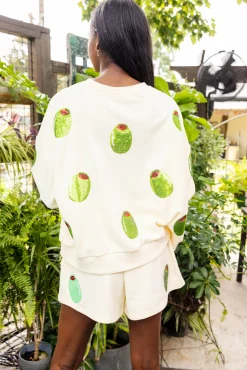 Flash Sale Queen Of Sparkles Olive All Over Sweatshirt Ivory