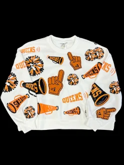 Store Queen Of Sparkles Orange & Black Cheers Queen Icon Sweatshirt