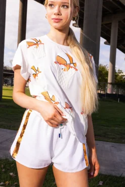 Store Queen Of Sparkles Orange Basketball Hoop Tee White