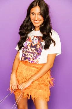Cheap Queen Of Sparkles Orange Feather Skirt