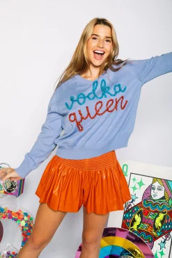 Store Queen Of Sparkles Orange Leather Swing Shorts
