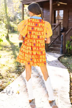 Flash Sale Queen Of Sparkles Orange Sequin Sleeve Howdy Tiered Dress Blue