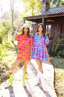 Flash Sale Queen Of Sparkles Orange Sequin Sleeve Howdy Tiered Dress Blue
