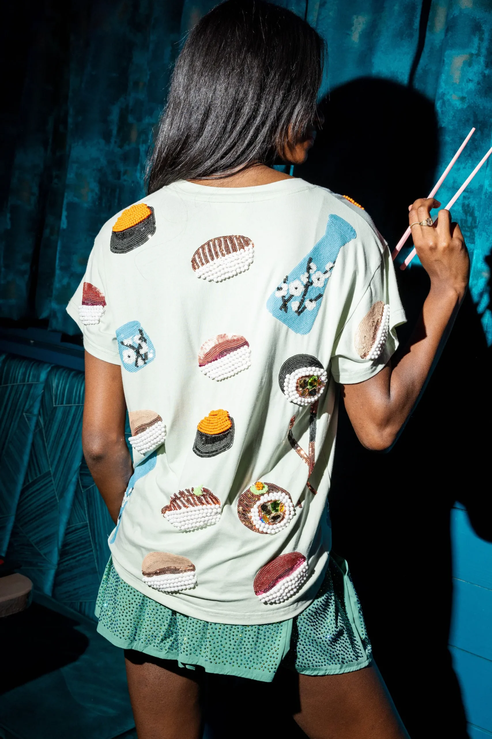Best Queen Of Sparkles Pale Green Sushi Tee Mint