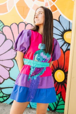 Hot Queen Of Sparkles Parrot Tiered Mini Skort