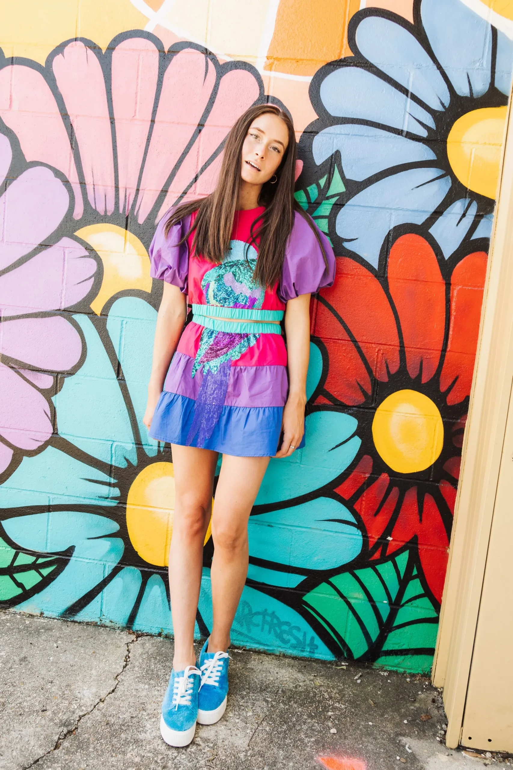 Hot Queen Of Sparkles Parrot Tiered Mini Skort
