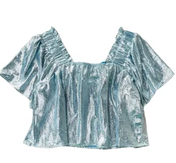 Fashion Queen Of Sparkles Pebble Flutter Top Powder Blue