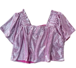 Hot Queen Of Sparkles Pebble Flutter Top Pink Silver