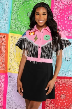 Fashion Queen Of Sparkles Pink & Black Icon Cowgirl Dress