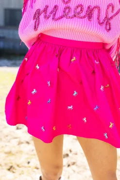 Clearance Queen Of Sparkles Pink Horse Paillette Skort