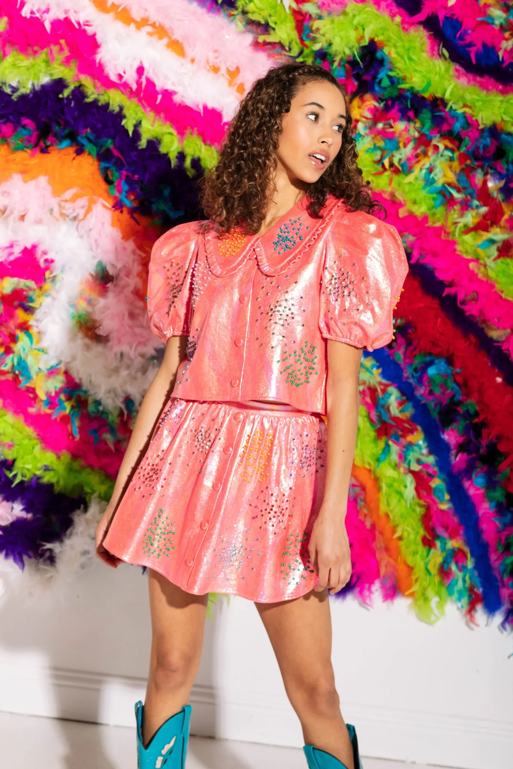 Shop Queen Of Sparkles Pink Iridescent Pearl Cluster Top