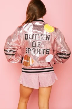 Cheap Queen Of Sparkles Pink Queen Of Sports Bomber