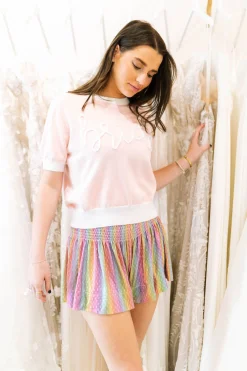 New Queen Of Sparkles Pink Rainbow Glitter Dash Swing Shorts