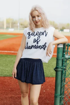 Cheap Queen Of Sparkles Plain Navy Active Rhinestone Short