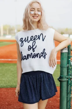 Cheap Queen Of Sparkles Plain Navy Active Rhinestone Short